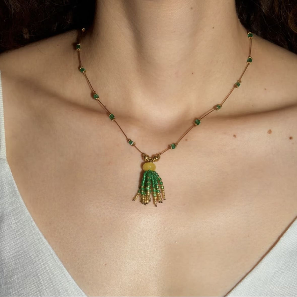 green-tassel-necklace